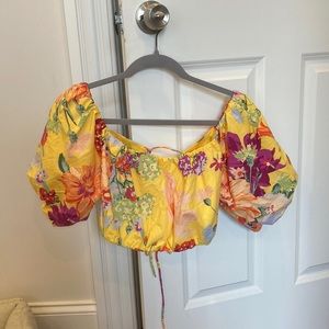 Yellow floral crop top